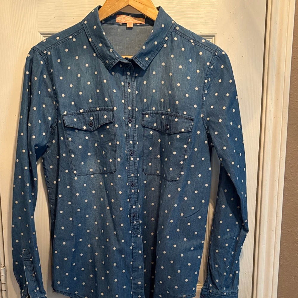 Polka Dot Denim Shirt